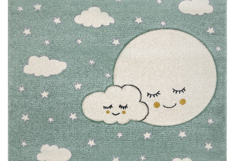 Dětský kusový koberec Petit Moon with clouds green