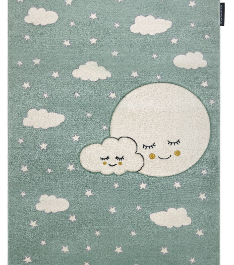Dětský kusový koberec Petit Moon with clouds green