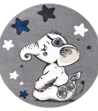 Dětský kusový koberec Petit Elephant stars grey kruh