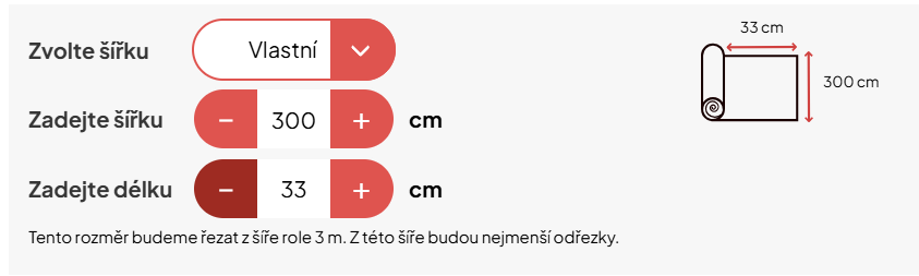 Jak si zvolíte možnost vlastního rozměru?