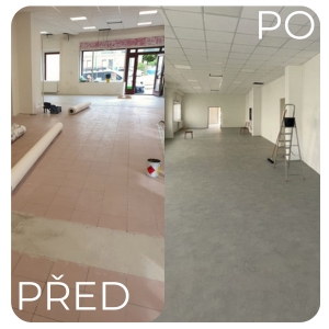 Před položením Libertexu a po pokládce