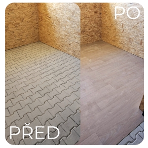 Před položením Libertexu a po pokládce