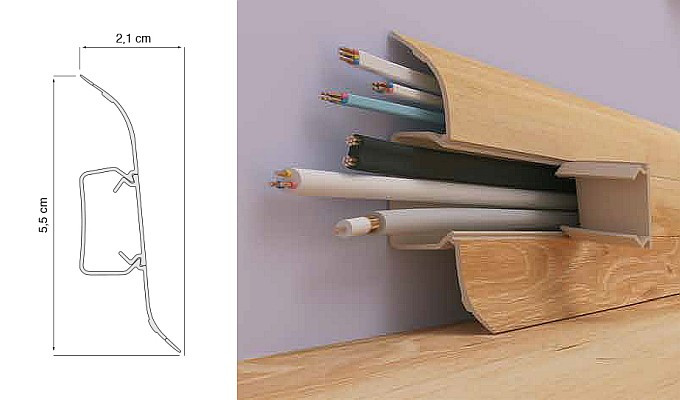 Obvodová soklová lišta plastová (pro PVC a vinyl) jasan rustic 761 - 250cm (obrázek 8)