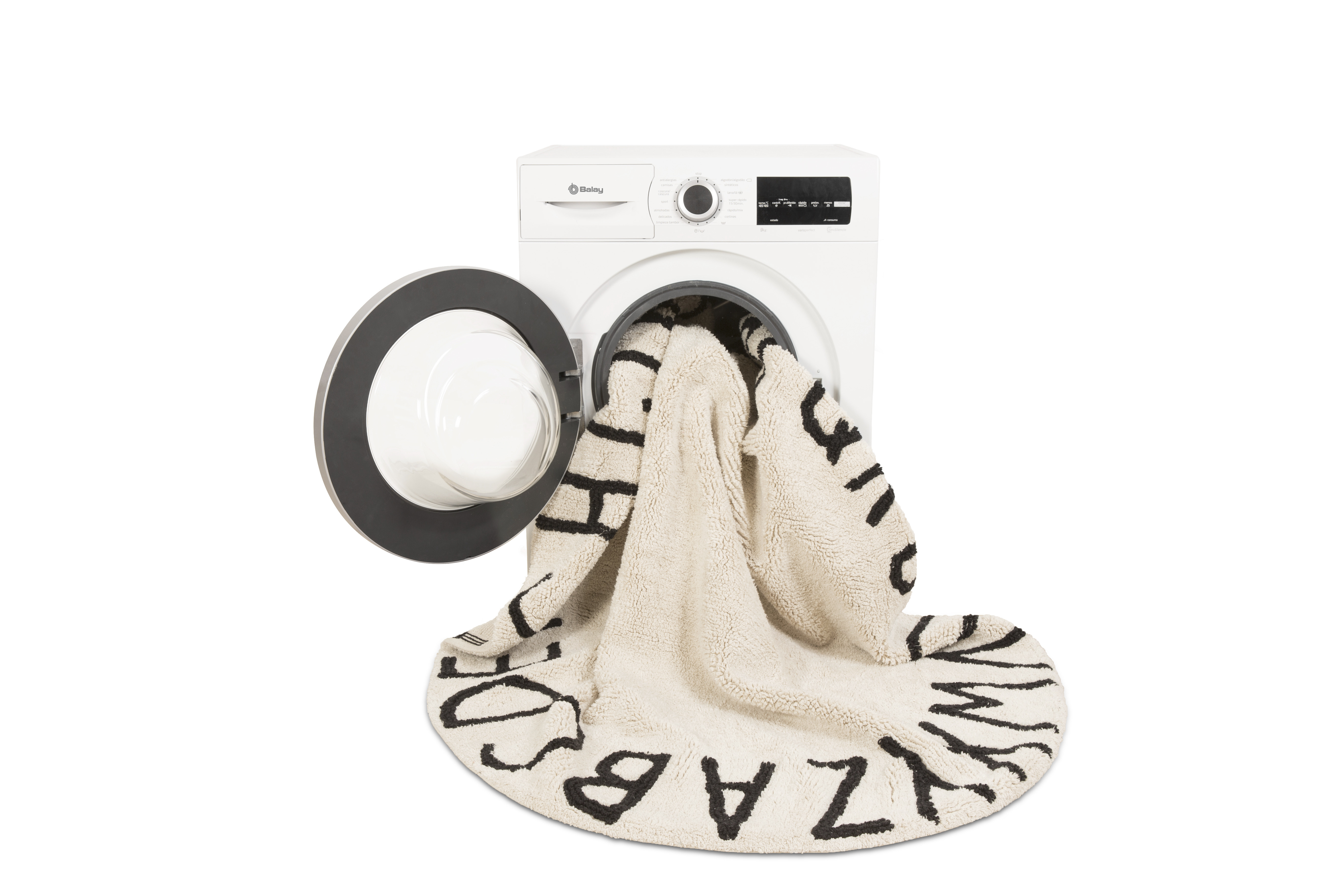 Ručně tkaný kusový koberec Round ABC Natural-Black 4