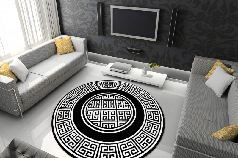 Kusový koberec Gloss 6776 85 greek black/ivory kruh Kruh Ø 200 cm (obrázek 14)