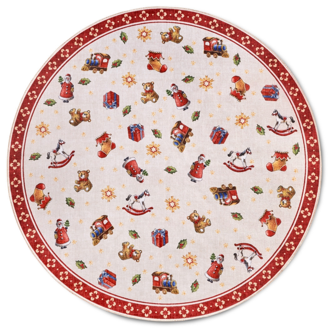 Kusový koberec Villeroy & Boch 106192 červený vánoční kruh Kruh Ø 150 cm