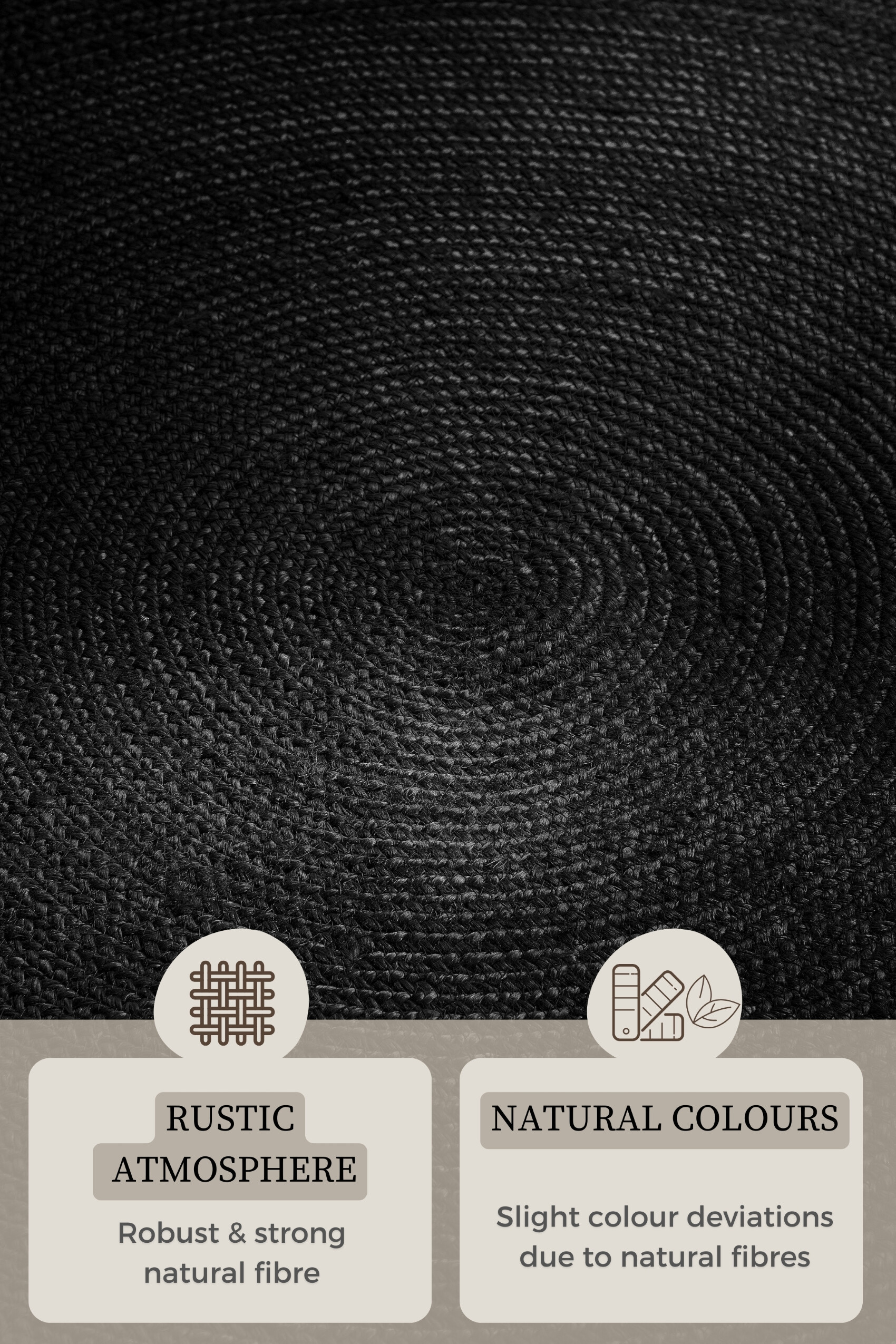 Kusový koberec Jute Braided 106322 Black kruh Kruh Ø 200 cm 3