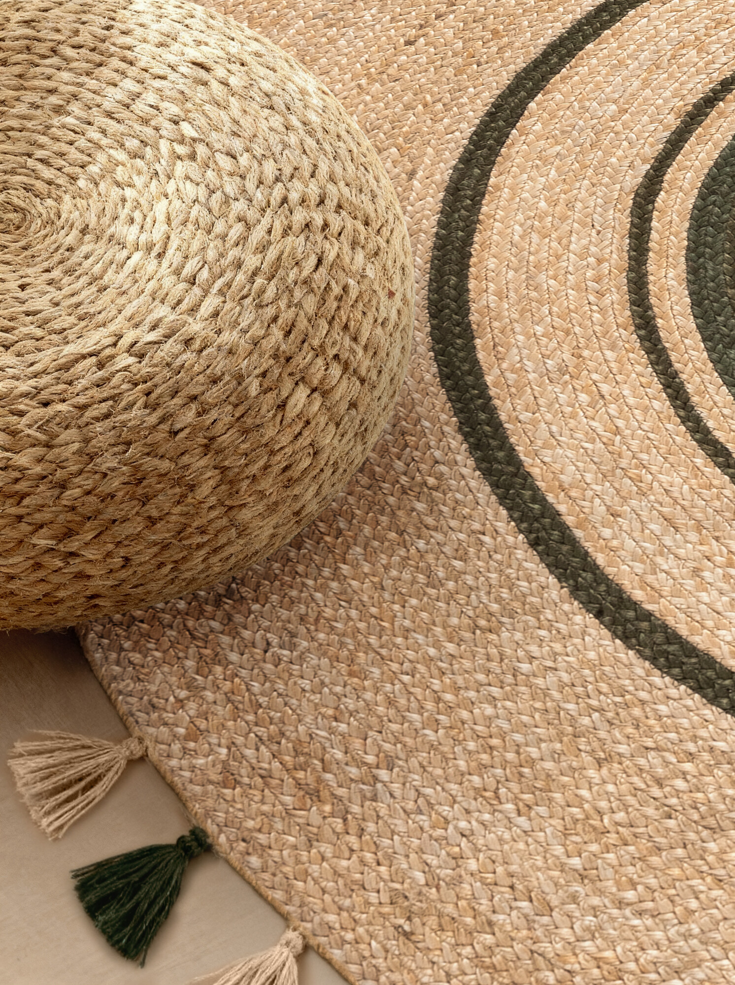 Kusový koberec Jute Braided 106330 Natural Green kruh Kruh Ø 150 cm 4