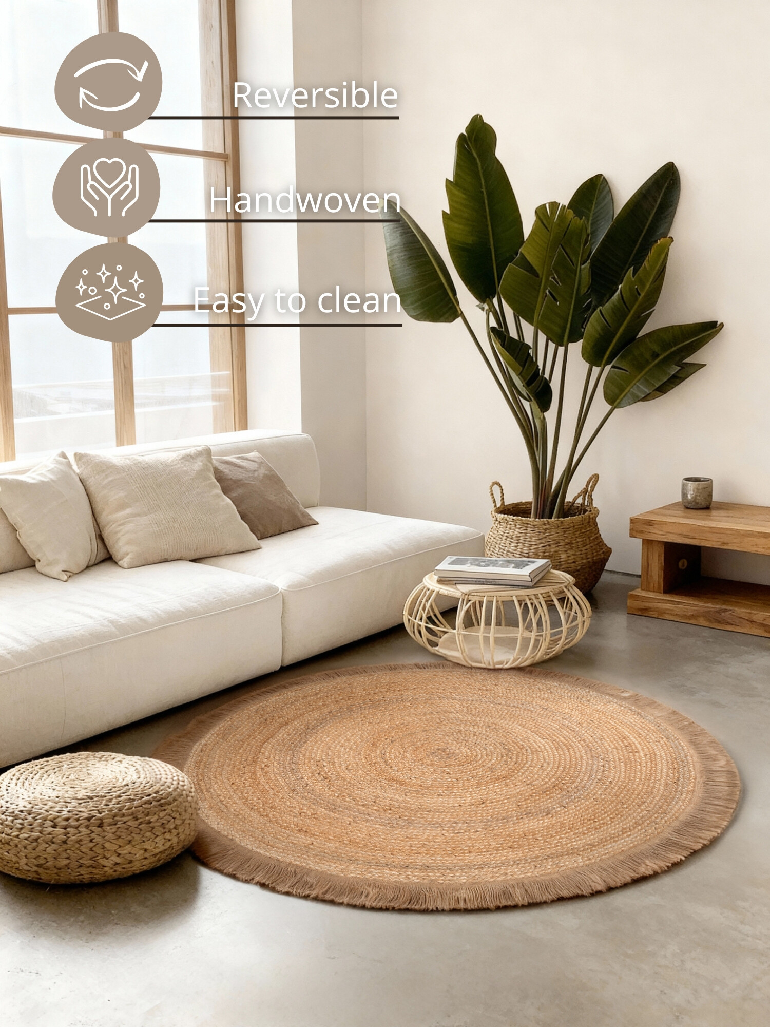 Kusový koberec Jute Braided 106332 Natural Gold kruh Kruh Ø 150 cm 4