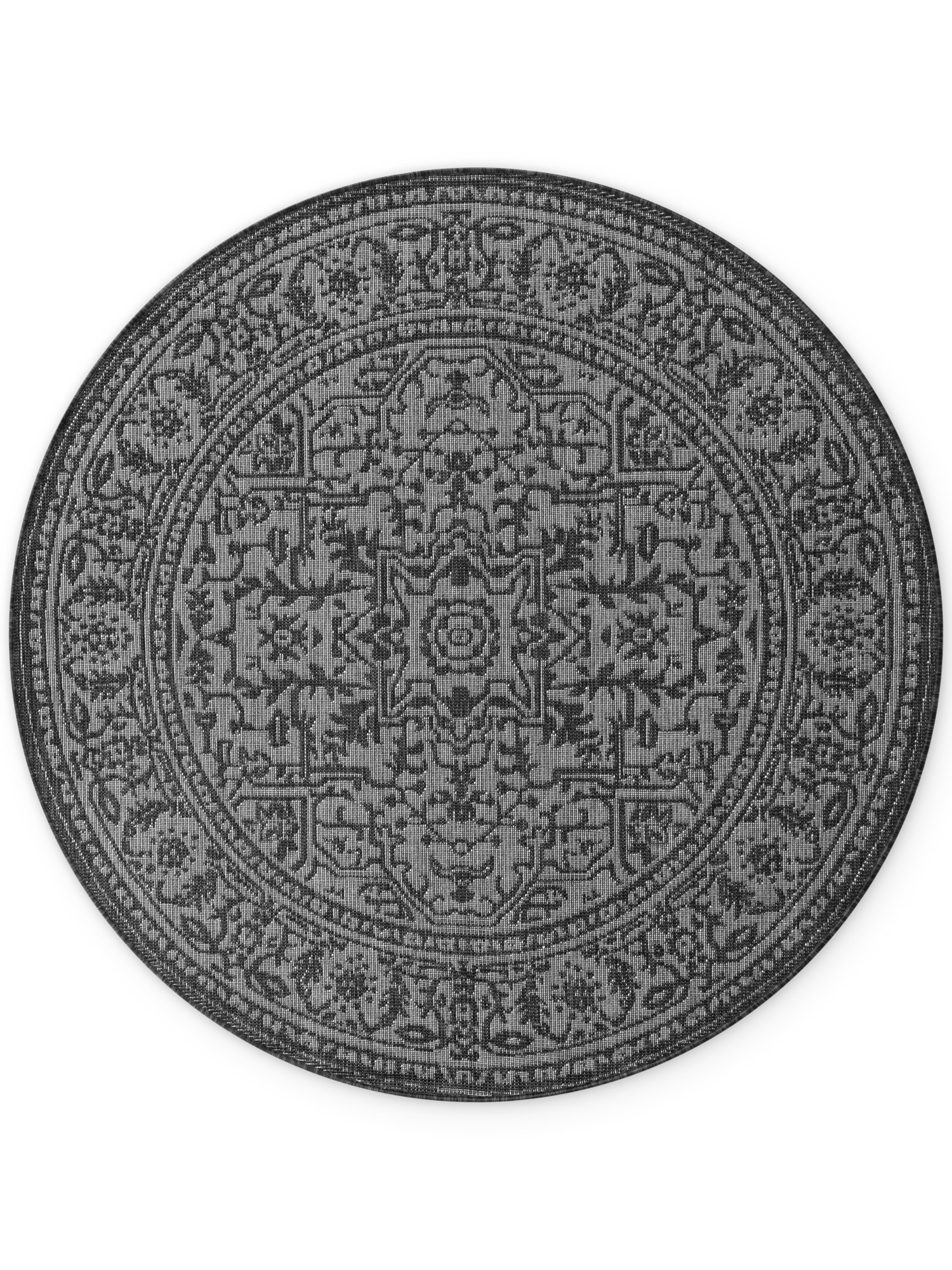 Kusový koberec Duet Kona Black/White kruh - na ven i na doma
