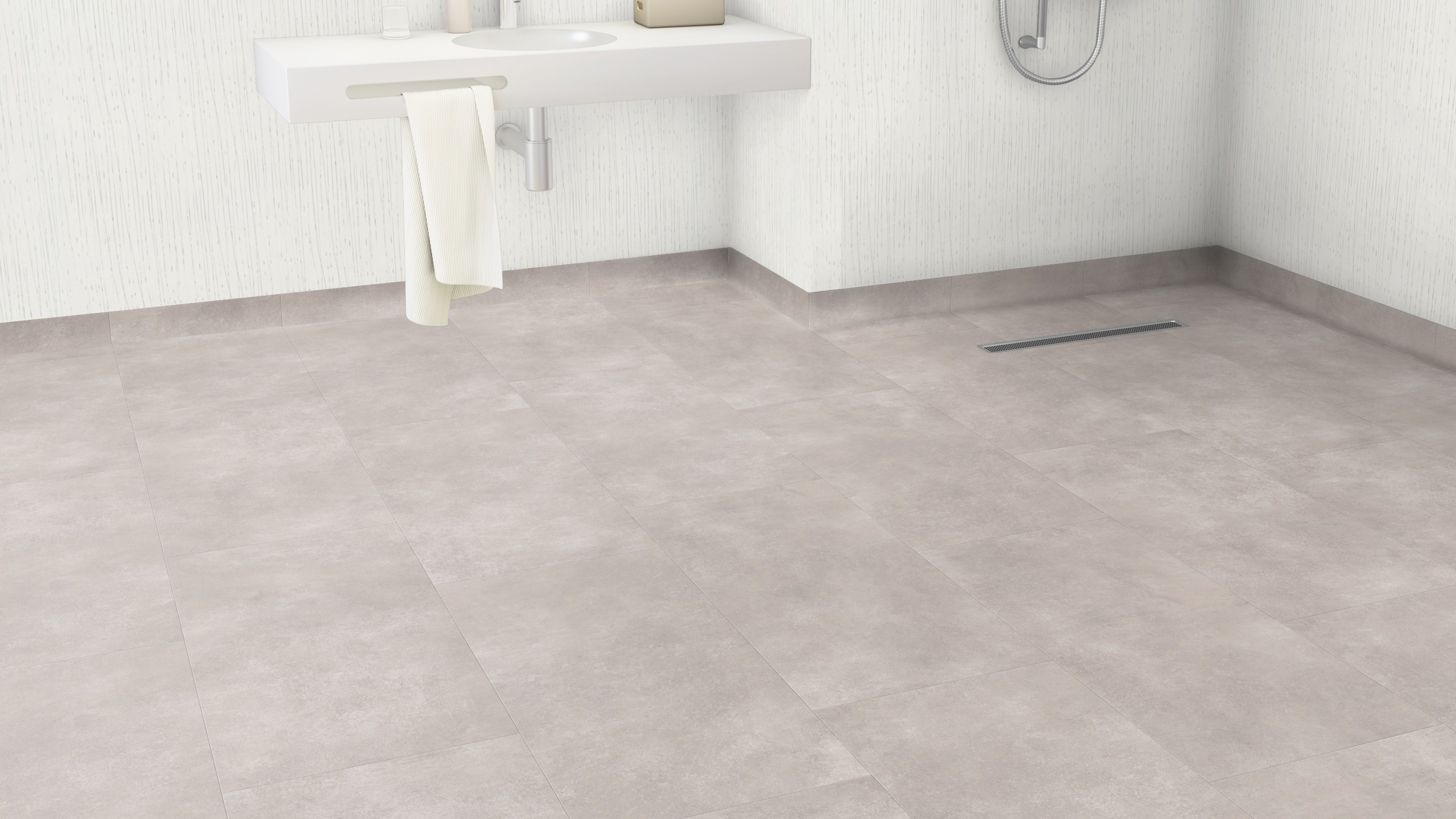 Vinylová podlaha lepená Creation 30 Bloom Uni Clear 1599  - světle šedá dlažba 457x914 mm (obrázek 6)