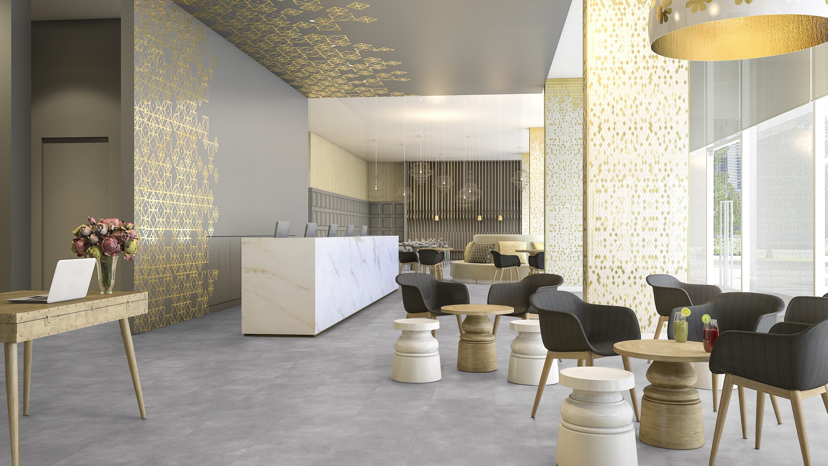 Vinylová podlaha lepená Creation 30 Bloom Uni Pearl 1602 - šedá dlažba 457x914 mm (obrázek 6)
