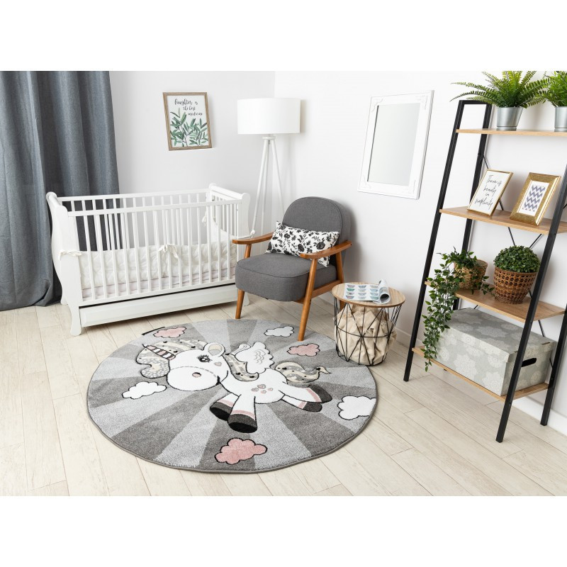 Dětský kusový koberec Petit Unicorn grey kruh Kruh Ø 160 cm 2