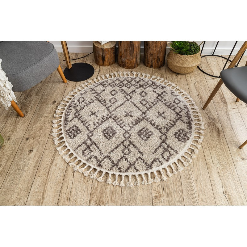 Kusový koberec Berber Tanger B5940 cream and brown kruh Kruh Ø 120 cm 2