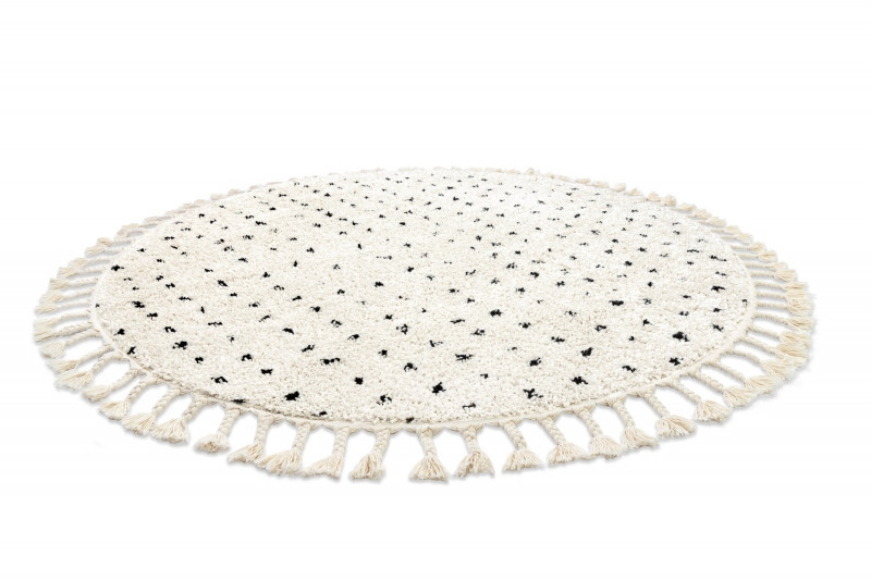 Kusový  koberec Berber Syla B752 krémový kruh s puntíky Kruh Ø 120 cm 5
