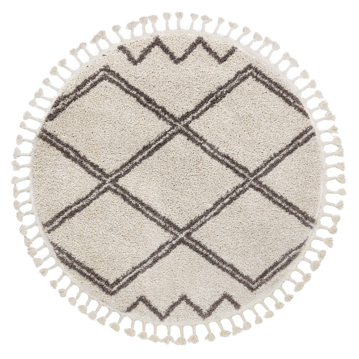 Kusový koberec Berber Asila cream and brown kruh Kruh Ø 120 cm