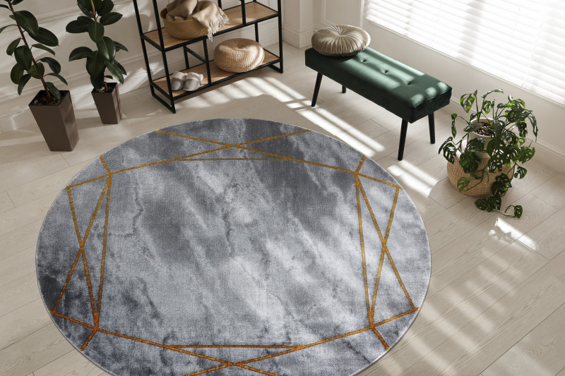 Kusový koberec Emerald 1022 grey and gold kruh Kruh Ø 120 cm 3