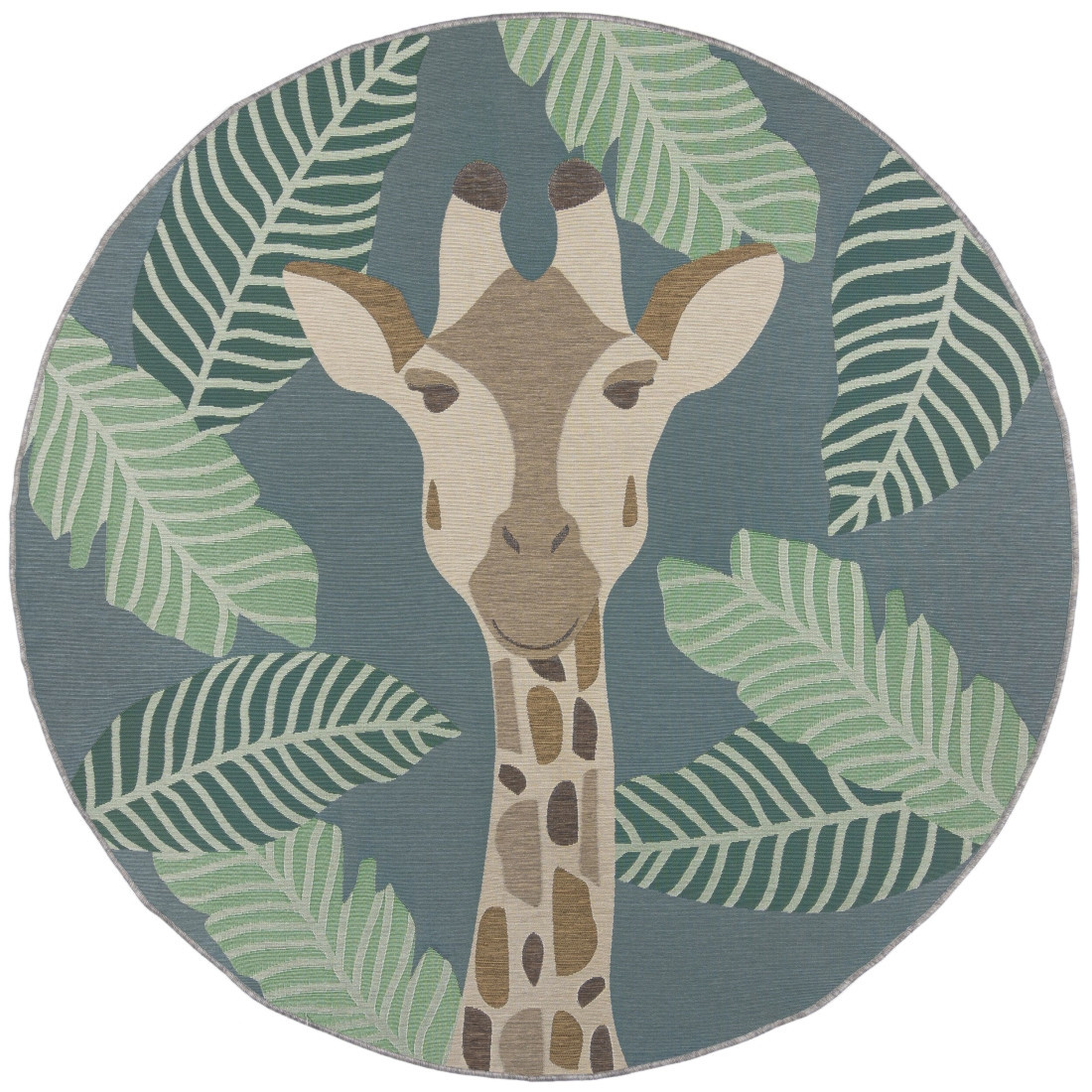 Kusový koberec Dauntless Eric Giraffe Blue – na ven i na doma Kruh Ø 160 cm