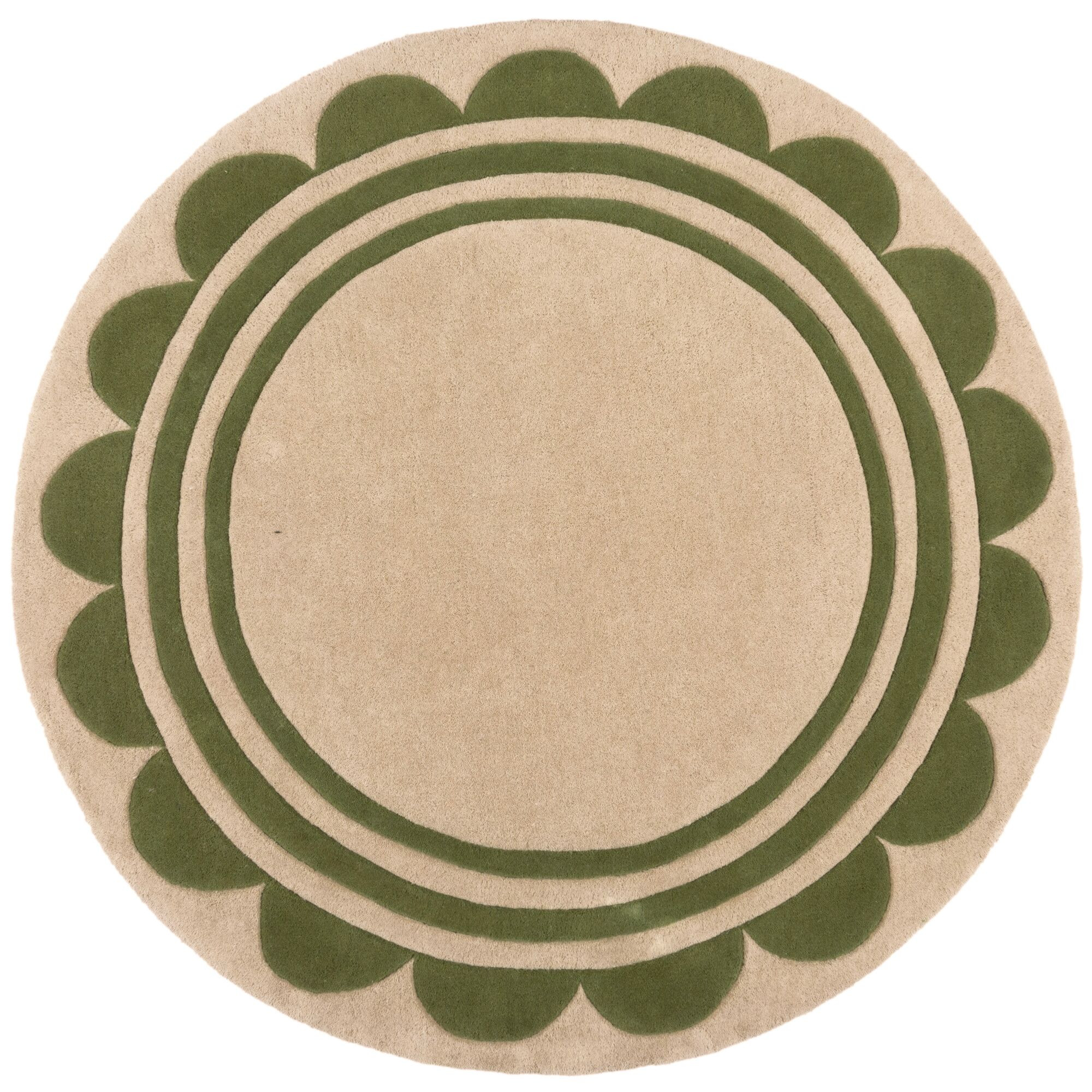 Ručně všívaný kusový koberec Lois Scallop Green kruh Kruh Ø 120 cm
