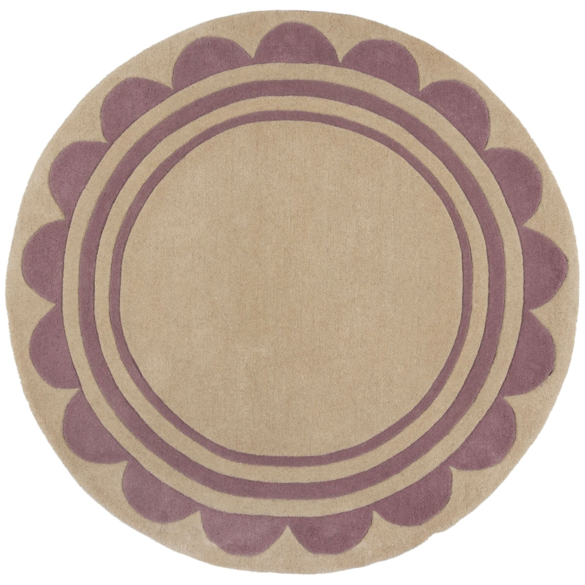Ručně všívaný kusový koberec Lois Scallop Purple kruh Kruh Ø 120 cm
