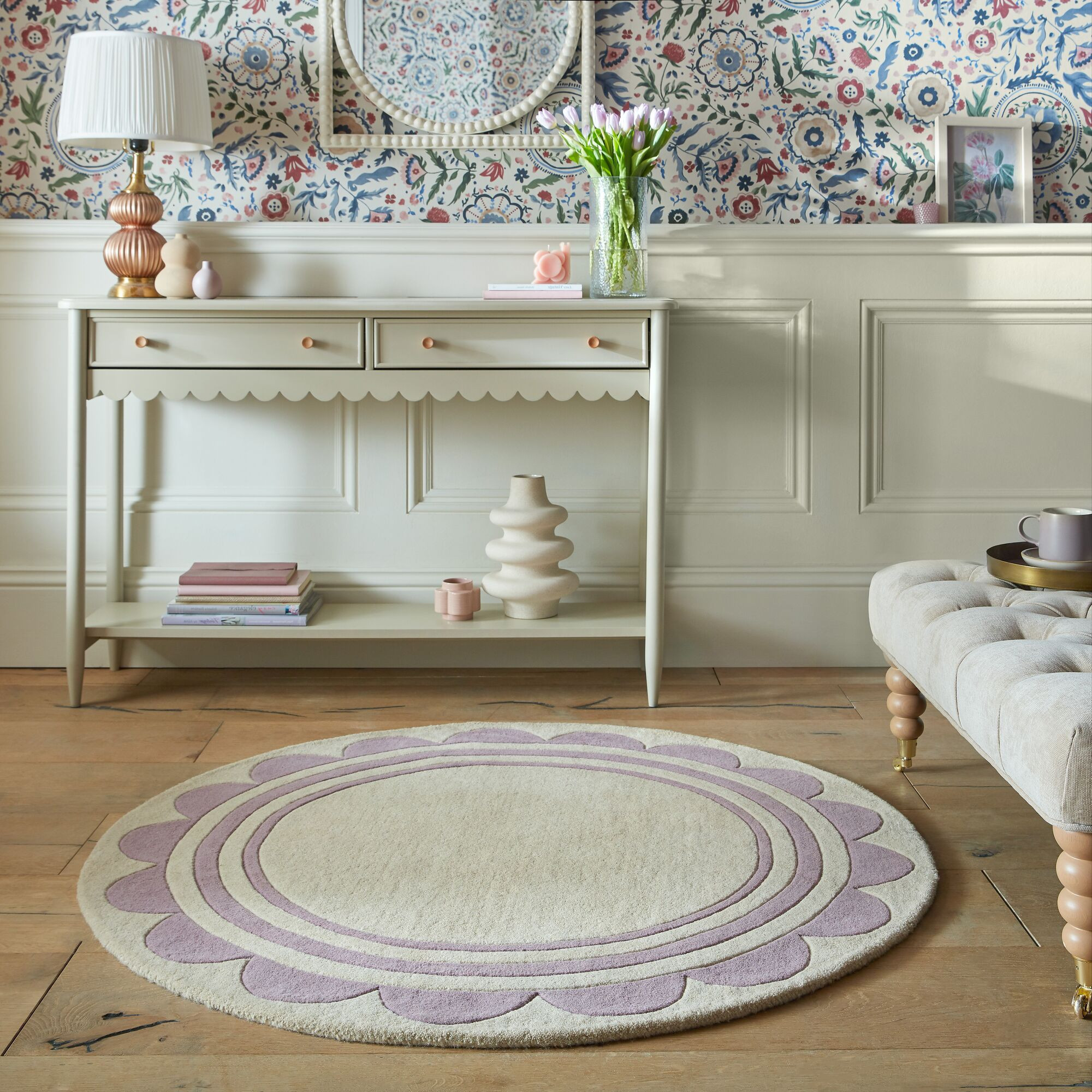 Ručně všívaný kusový koberec Lois Scallop Purple kruh Kruh Ø 120 cm 3