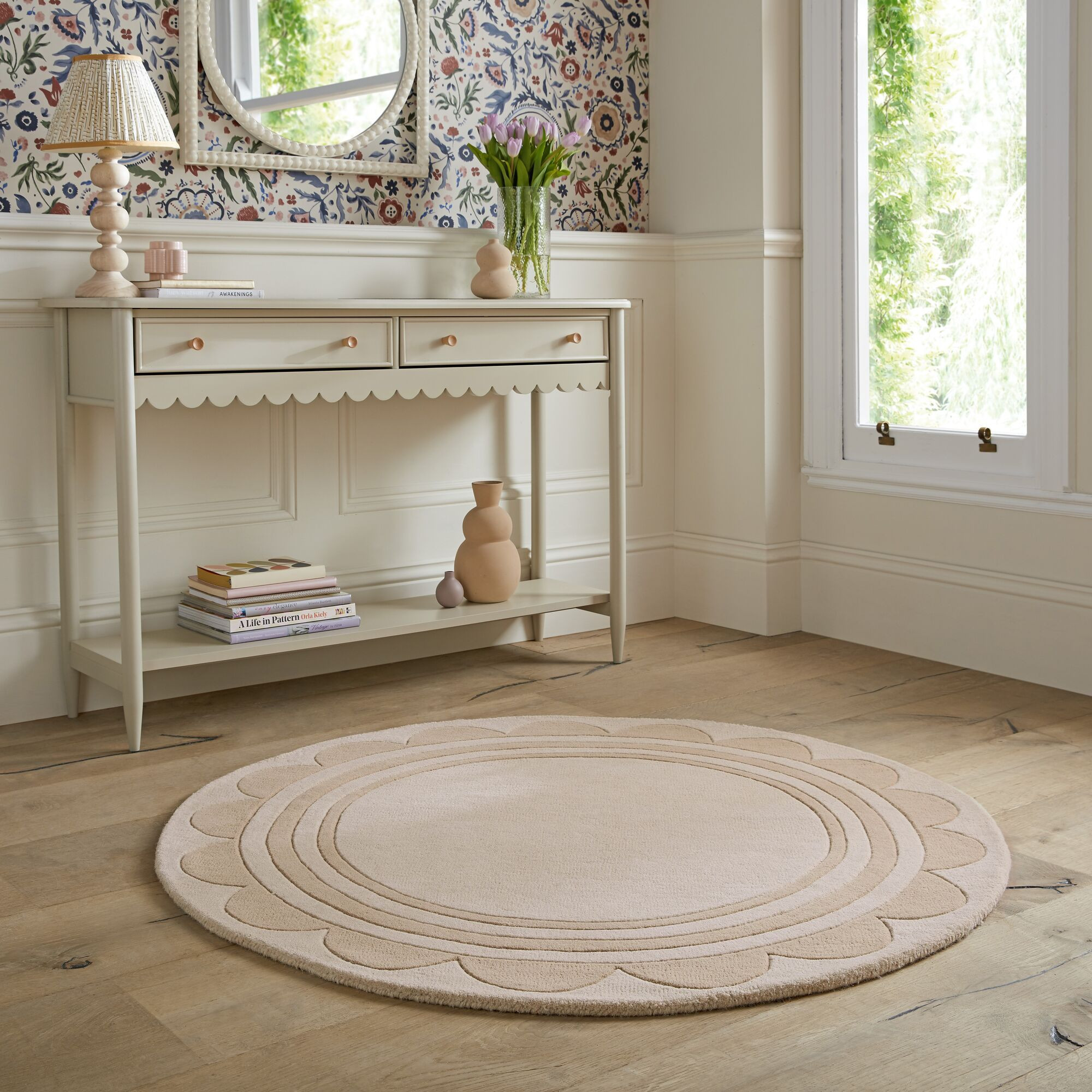 Ručně všívaný kusový koberec Lois Scallop Natural kruh Kruh Ø 120 cm 4