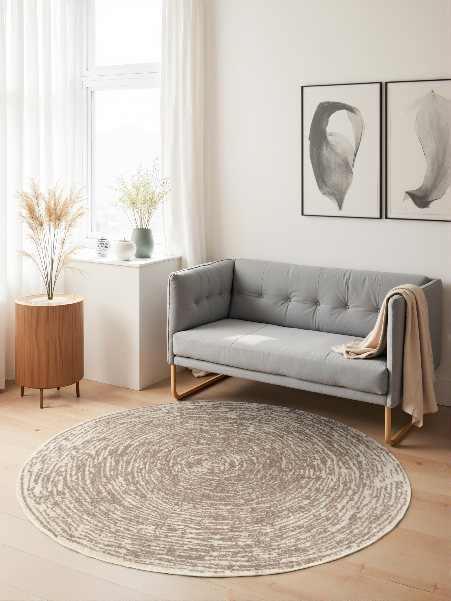 Kusový koberec Gloria Cavallo Creme Beige kruh 2