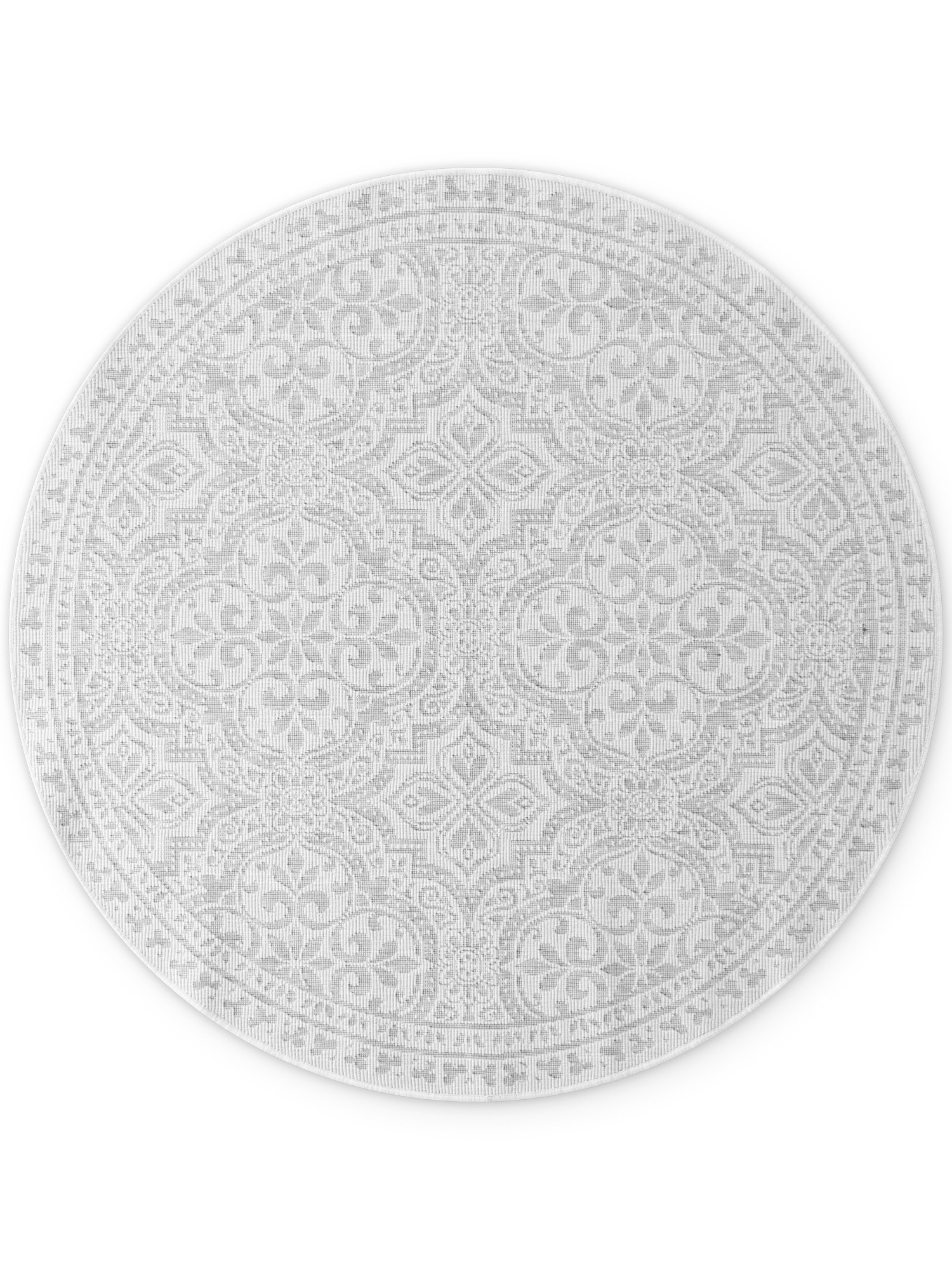 Kusový koberec Duet Rosel White/Gray kruh - na ven i na doma