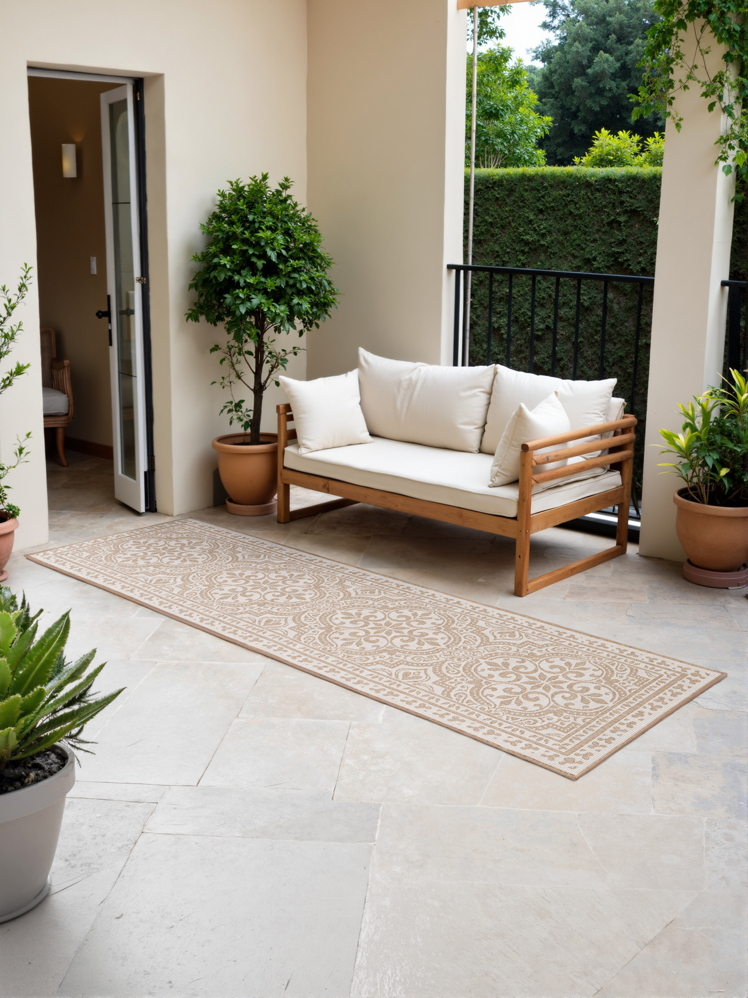Běhoun Duet Rosel Beige/White - na ven i na doma 80x250 cm (obrázek 5)