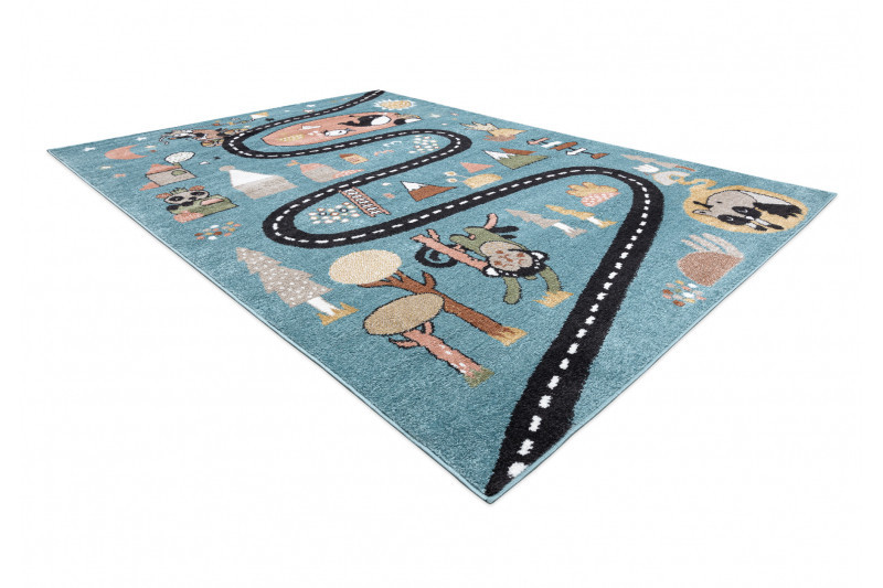 Dětský kusový koberec Fun Route Street animals blue 80x150 cm (obrázek 10)