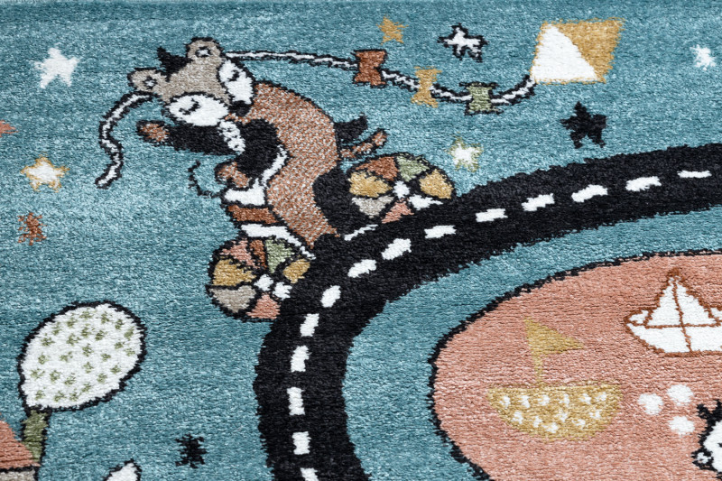 Dětský kusový koberec Fun Route Street animals blue 80x150 cm (obrázek 11)