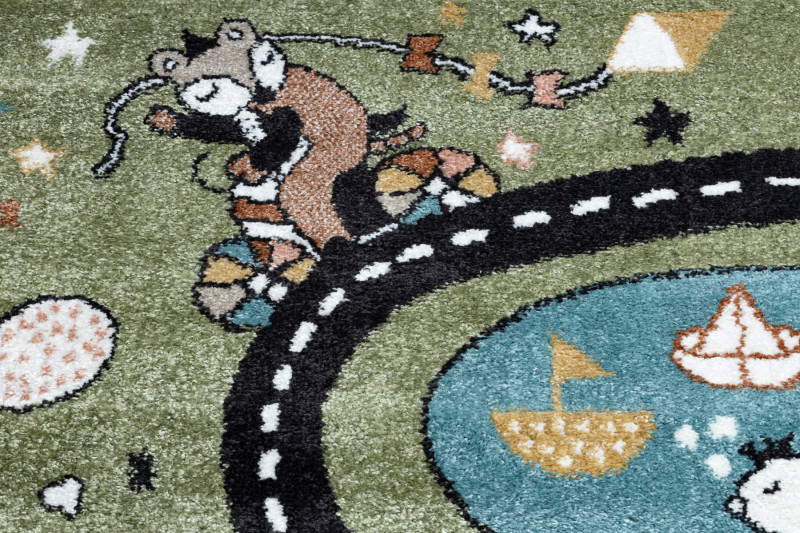 Dětský kusový koberec Fun Route Street animals green 5