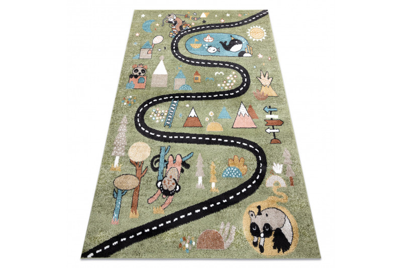 Dětský kusový koberec Fun Route Street animals green 80x150 cm (obrázek 9)