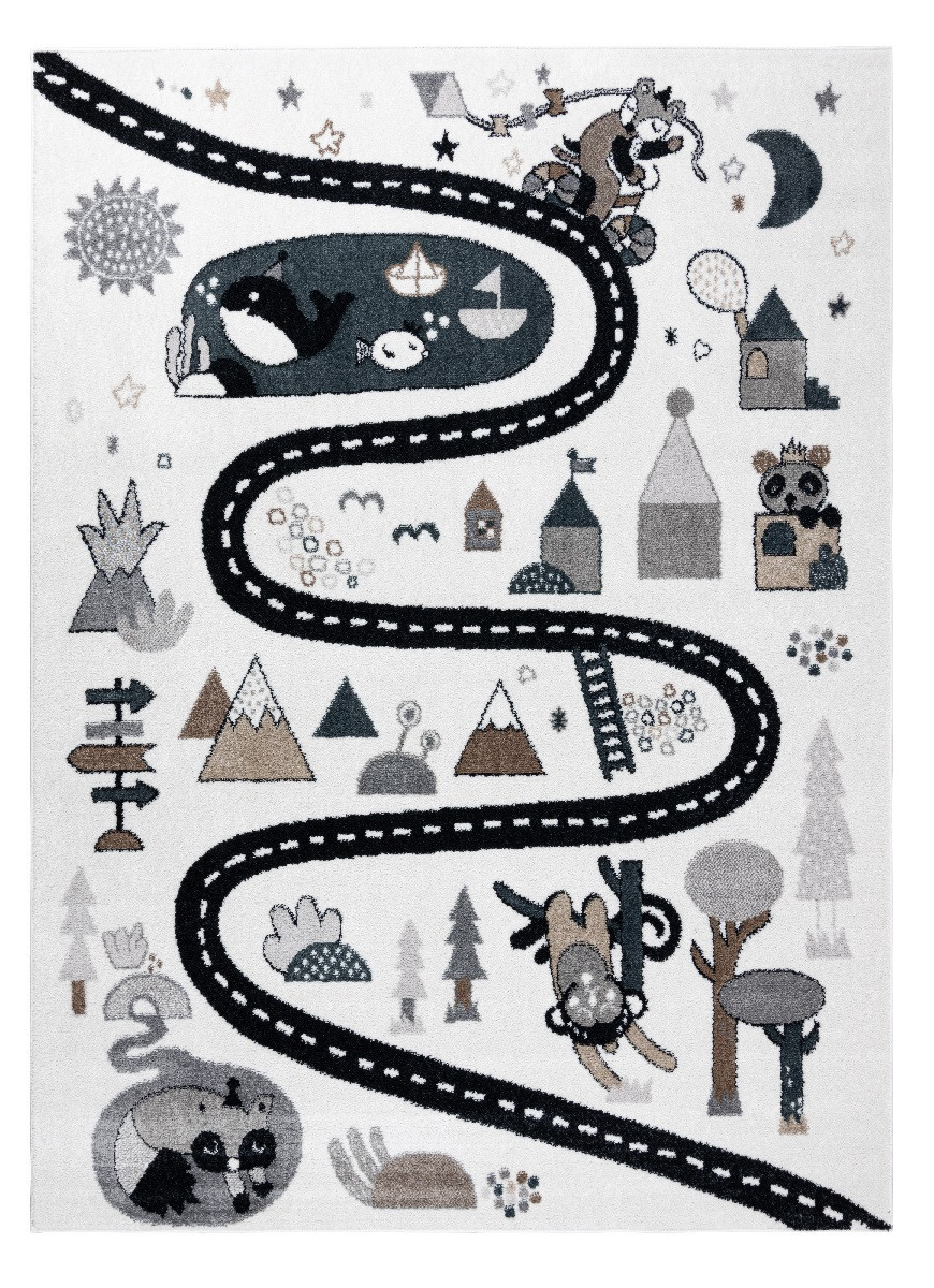 Dětský kusový koberec Fun Route Street animals cream