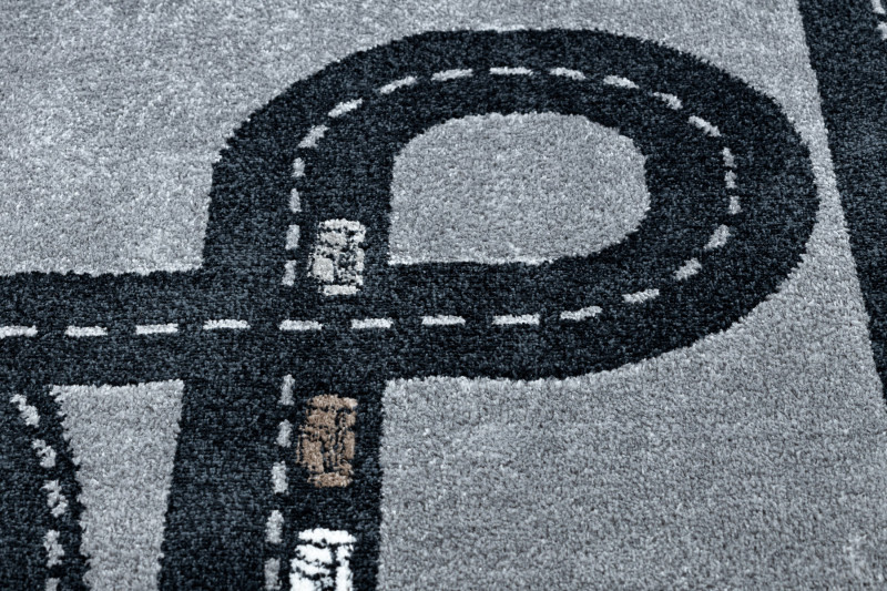 Dětský kusový koberec Fun Track grey 2