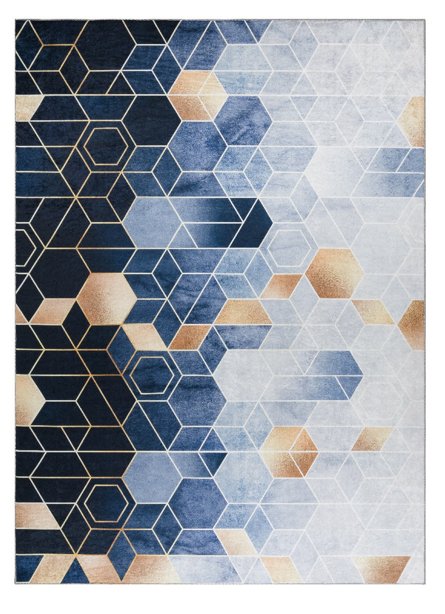 Kusový koberec ANDRE Geometric 1216 modro zlatý