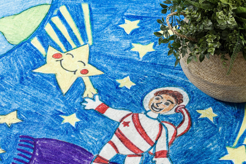 Dětský kusový koberec Bambino 2265 Rocket Space blue 3