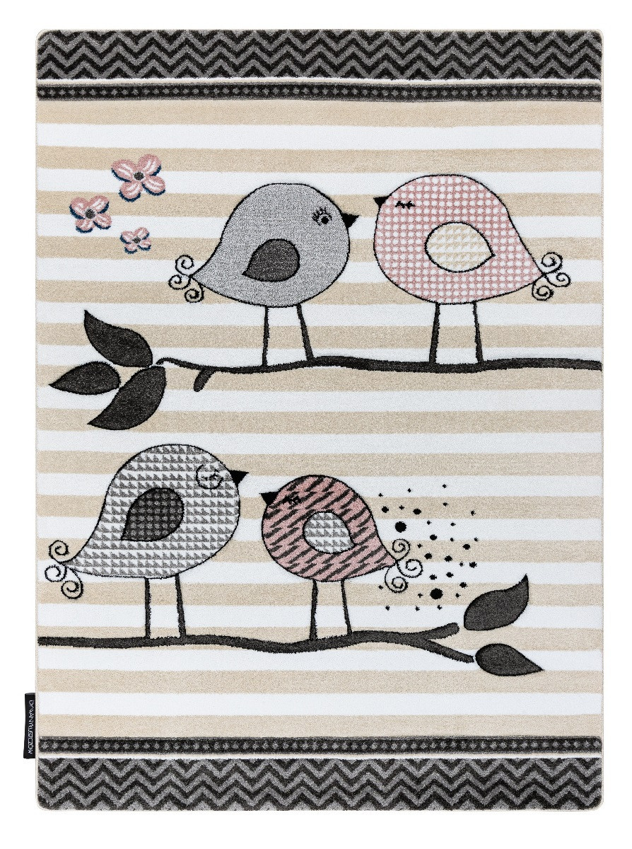Dětský kusový koberec Petit Birds cream