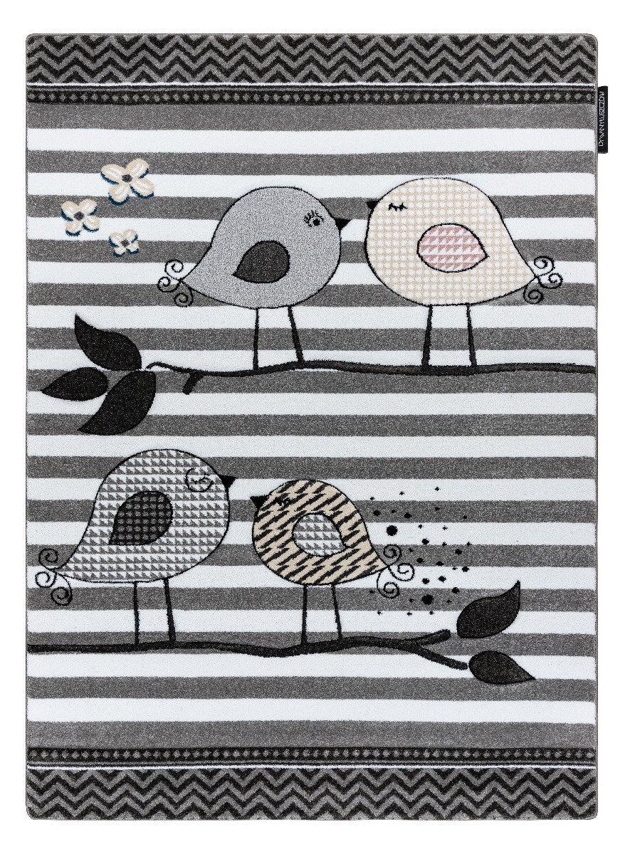 Dětský kusový koberec Petit Birds grey