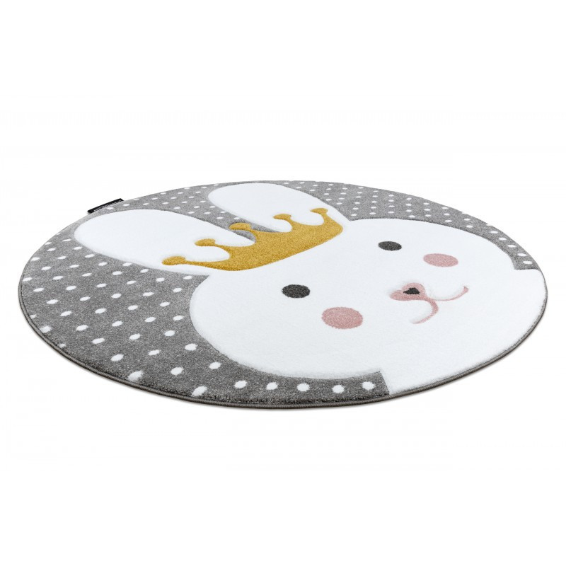 Dětský kusový koberec Petit Bunny grey kulatý 2