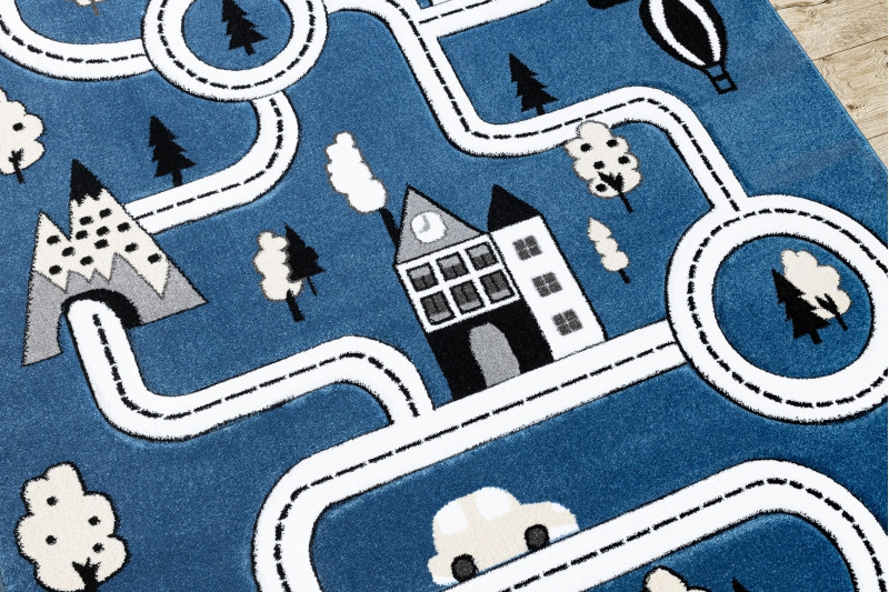 Dětský kusový koberec Petit Town streets blue 3