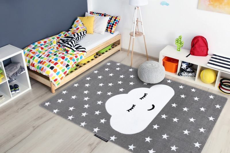 Dětský kusový koberec Petit Cloud stars grey 3