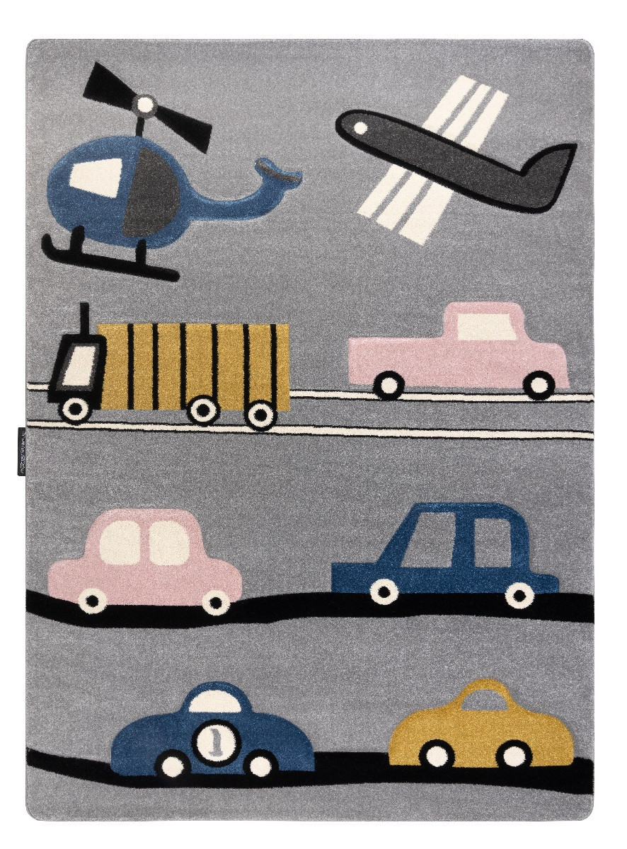 Dětský kusový koberec Petit Toys cars grey