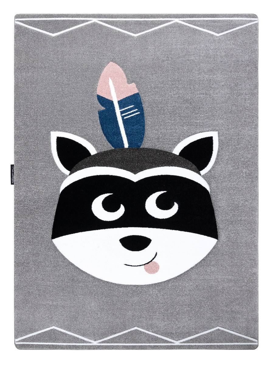 Dětský kusový koberec Petit Raccoon mukki grey