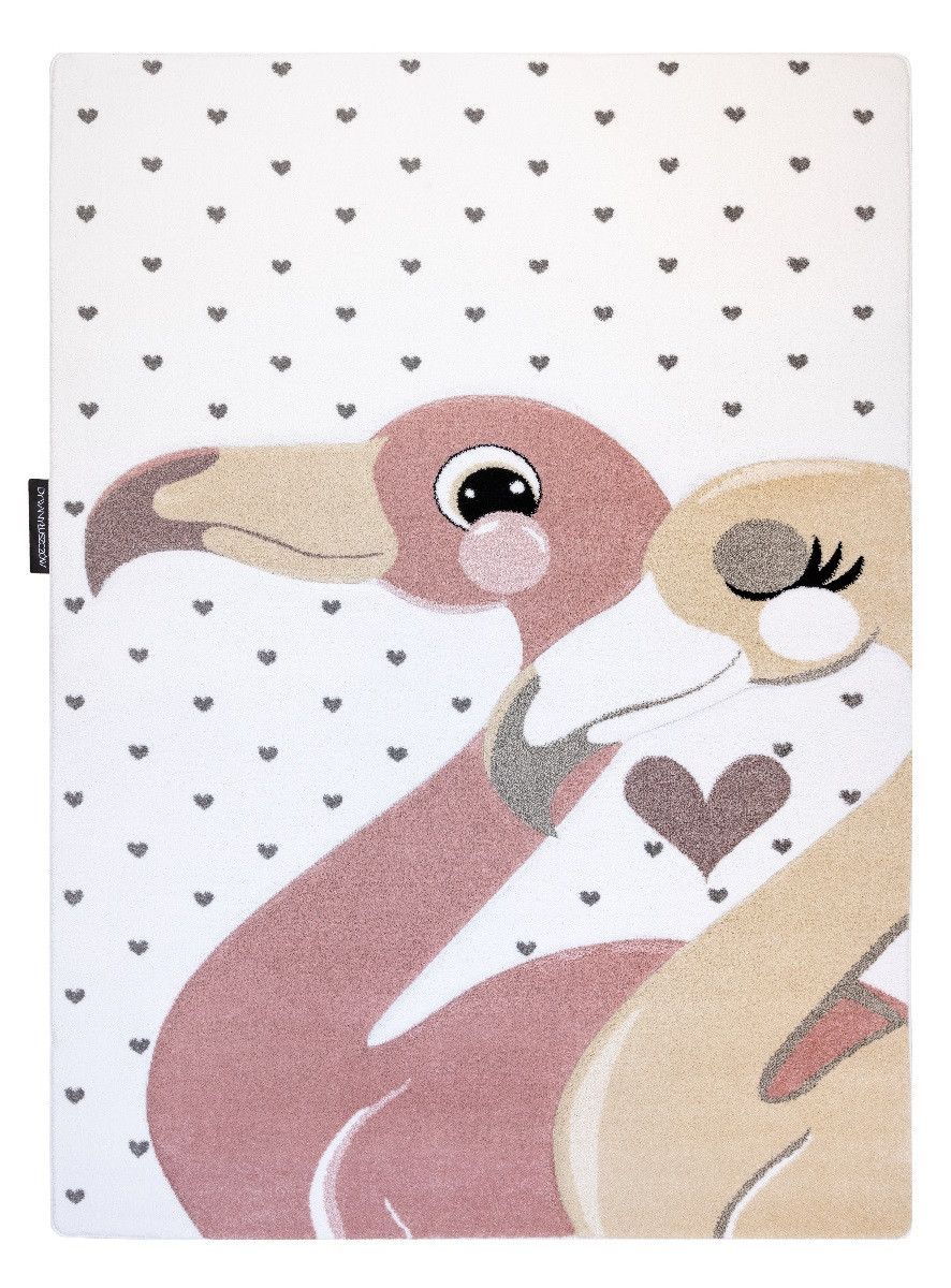 Dětský kusový koberec Petit Flamingos hearts cream