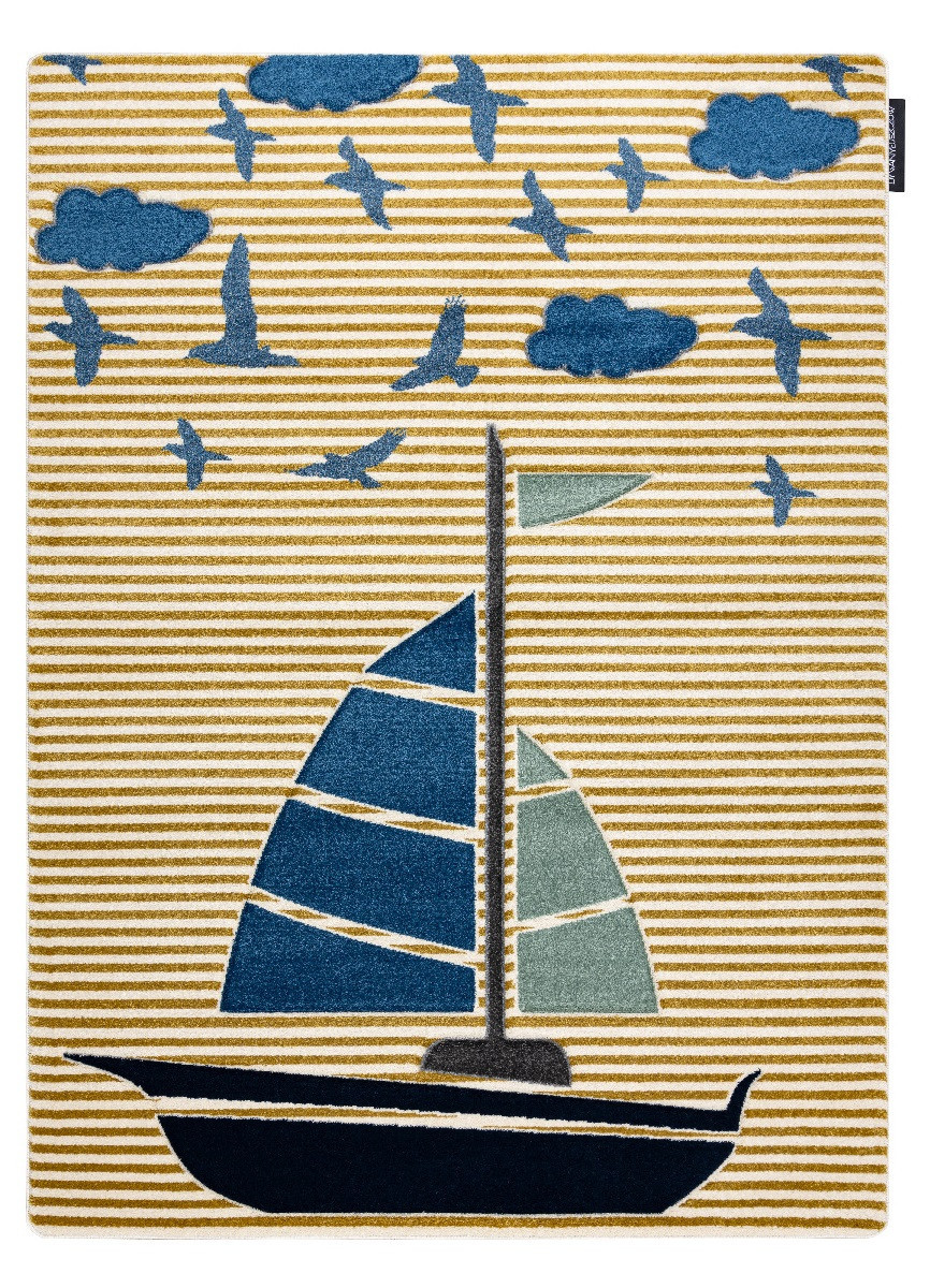 Dětský kusový koberec Petit Sail boat gold