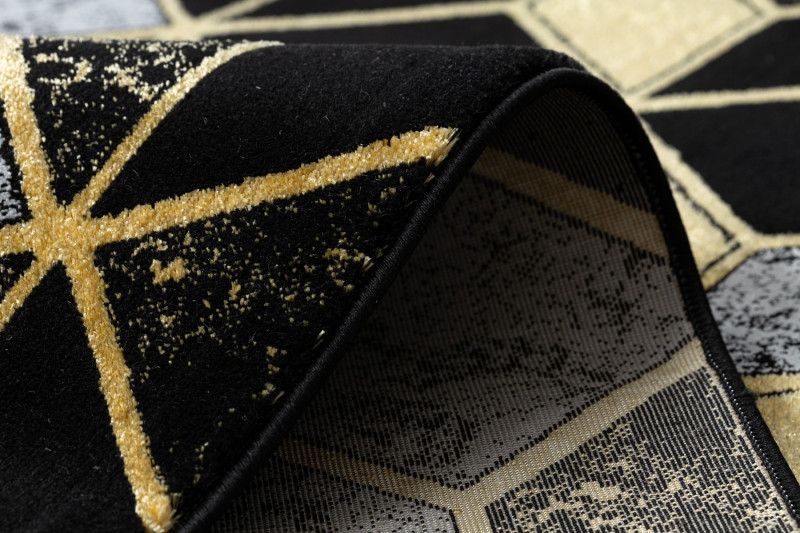 Kusový koberec Gloss 400B 86 3D geometric black/gold 2