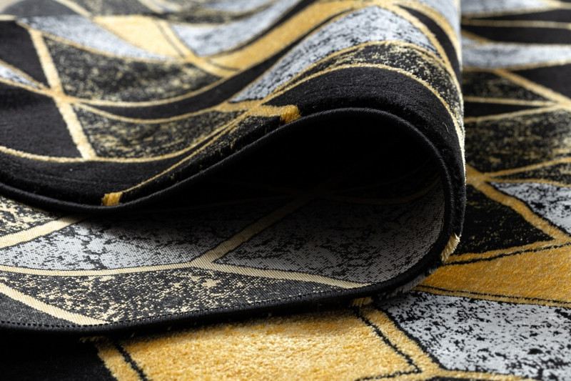 Kusový koberec Gloss 400B 86 3D geometric black/gold 3