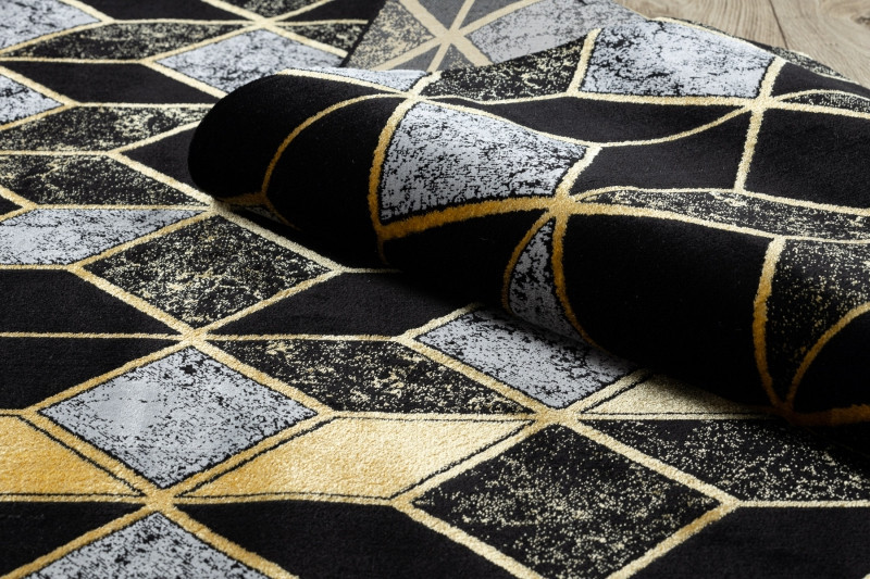 Kusový koberec Gloss 400B 86 3D geometric black/gold 4