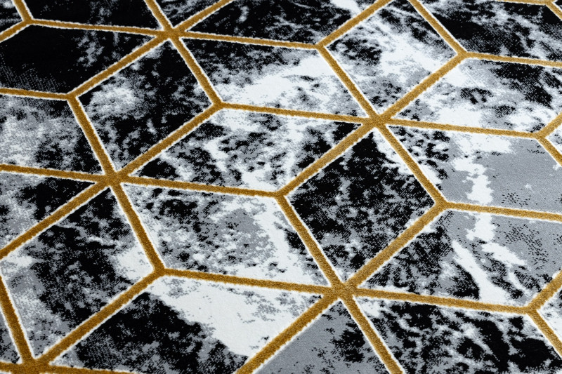 Kusový koberec Gloss 409A 82 3D cubes black/gold/grey 3